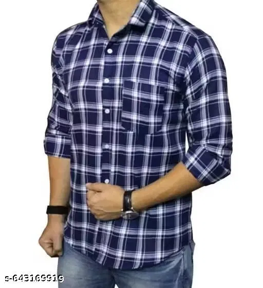 Cotton Blend Checked Shirt for Men, Multicolor (XL)