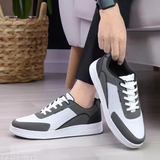 Casual Sneakers for Men (Grey, IND-9)