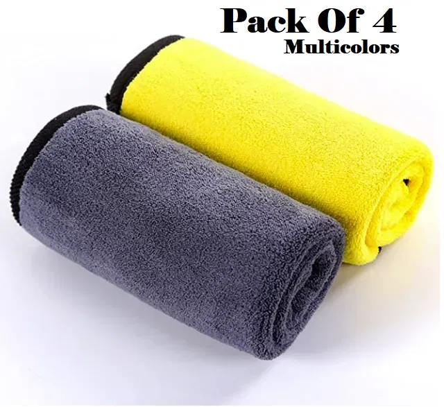 Microfiber Thick Lint & Streak-Free Multipurpose Cleaning Clothes (Multicolor, Pack of 4)