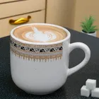 6 PCS CERAMIC TEA & COFFEE CUP SET -Belly with Blue Stripe