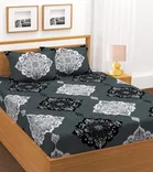 Glace Cotton Double Bedsheet Grey Abstract Print, Multicolour 
