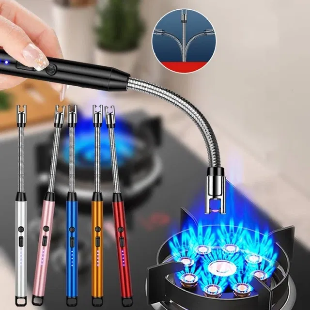 Rechargeable Flameless & Windproof Gas Lighter with LED Battery Indicator (Multicolor, Pack of 1)