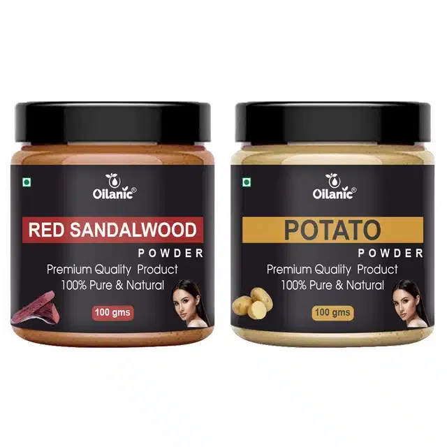 Natural Red Sandalwood & Potato Powder for Skin & Hair (Pack of 2, 100 g)