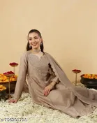 Embroidered Acrylic Kurta Set for Women 