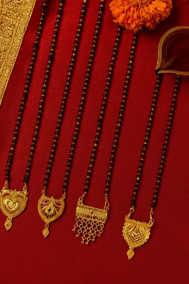 Brass Gold Plated Mangalsutras for Women (Gold, Pack of 4)