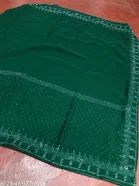Organza Solid Saree For Women, Green