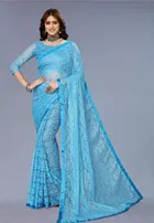 Net Solid Saree for Women 