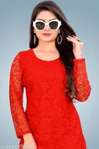 Net Kurti for Women,  Red  