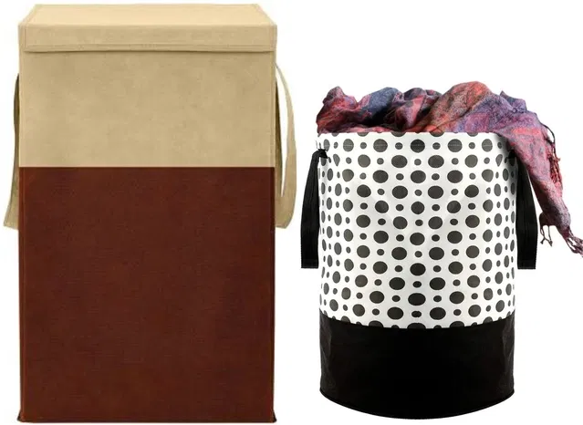 Canvas Laundry Basket,Multicolor, (Pack Of 2)