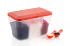 Plastic 3 In 1 Masala Box with 3 Spoons 