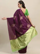 Litchi Silk Zari Woven Saree for Women, Purple 