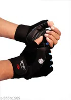 Nylon Sports Gloves (Black, Set of 1)