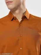 Cotton Blend Solid Shirts for Men, Brown 