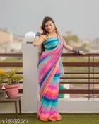 Georgette Colorblocked Saree for Women 
