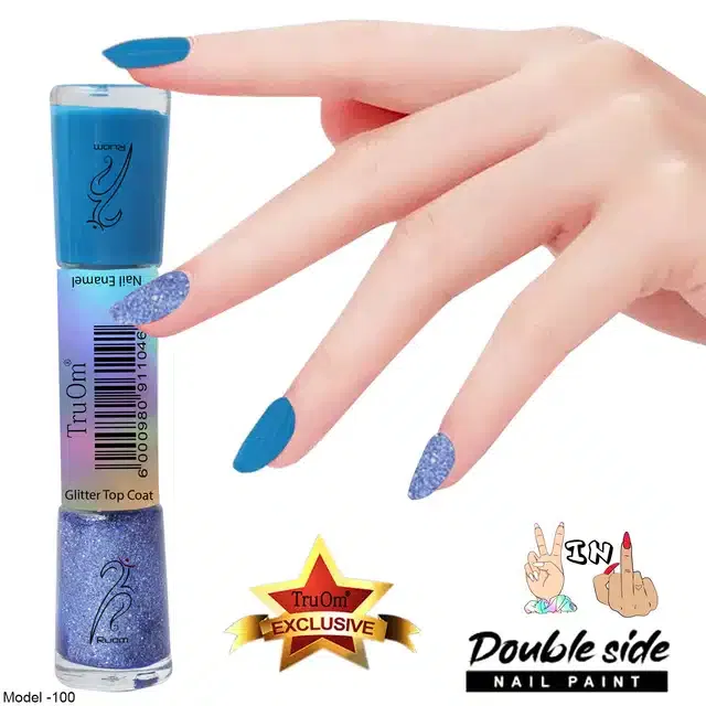 2 in 1 Glitter with Nail Polish (Sea Blue)