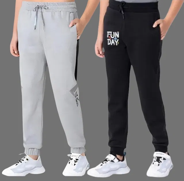 Cotton Blend Trackpants for Boys (Multicolor, 10-11 Years) (Pack of 2)