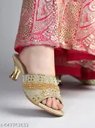 Shoetopia Heel Sandals Golden IND-4