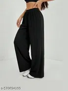 Cotton Blend Solid Trousers for Men, Black 