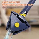 360° Rotatable Adjustable Triangle Cleaning with Stainless Steel Long Handle Push-Pull Squeezing Cleaning Mop Dry & Wet Floor Windows Ceiling