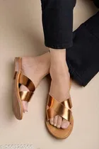 Shoetopia Embellished Flat Sandals Brown 
