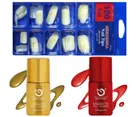 Combo of Mirror Nail Polishes (2 Pcs) with 100 Pcs Nail Extensions (Multicolor, Set of 2)