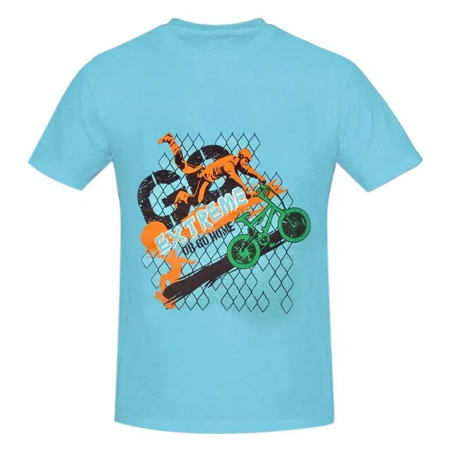 Cotton Round Neck Printed T-Shirt for Boys (Sky Blue, 2-3 Years)