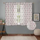 Sheer Floral Branches Printed Red Window Curtain 5ft Combo 