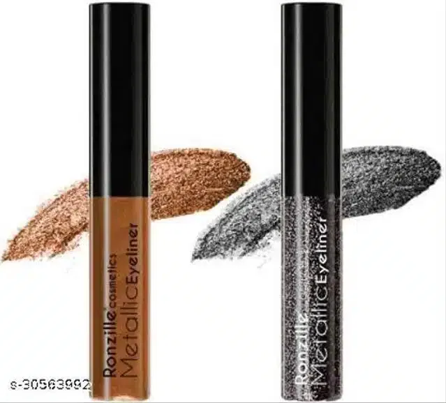 Ronzille Mettallic Glitter Eye Liner (Multicolor, Pack of 2)
