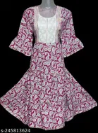 Cotton Blend Printed Gown for Women 