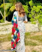 Cotton Linen Printed Saree for Women 