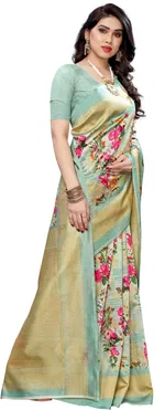 यशिका डिज़ाइनर विमेंस साड़ी आर्ट सिल्क विद अन्स्टिच ब्लाउज पीस 