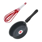 Nonstick Baby Sauce Pan with Whisk Hand Blender Mixer (Red & Black, Set of 2)