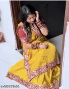 Chinnon Saree for Women, Yellow 