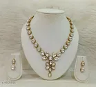 Women'S Alloy Gold Plated Jewellery Set for Women & Girls, White