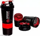 Plastic Gym Shaker and Sipper (Black & Red, 600 ml)