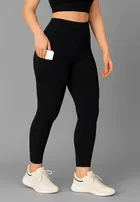 Polyester Sports Leggings for Women (Black, S)