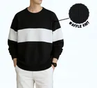 Cotton Blend Colorblocked Sweatshirt for Men, Black 