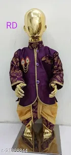 Art Silk Full Sleeves Sherwani with Dhoti Pant Set for Boys 