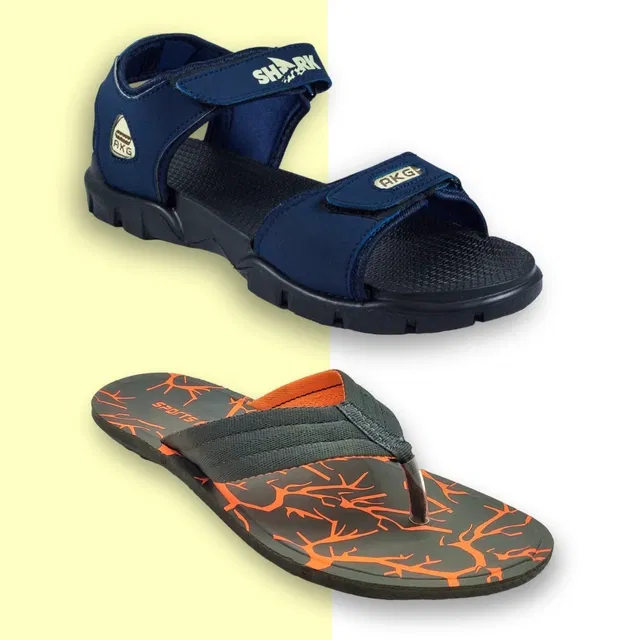 Slipper with Sandals for Men (Multicolor, 7) (Pack of 2)