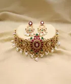 Copper Choker Necklace with Earrings for Women 