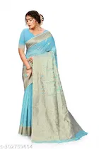 Linen Zari Woven Saree for Women 