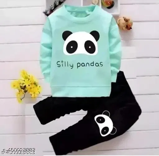 Hosiery Cotton Printed Clothing Set for Kids, Sea Green (18-24 Months)