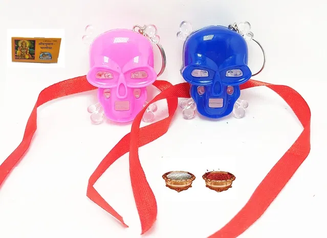 Plastic Bhoot Bhai Light Rakhi with Hanuman Chalisa for Kids (Multicolor, Pack of 3)
