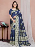 Mysore Silk Printed Saree for Women (Navy Blue, 6.3 m)