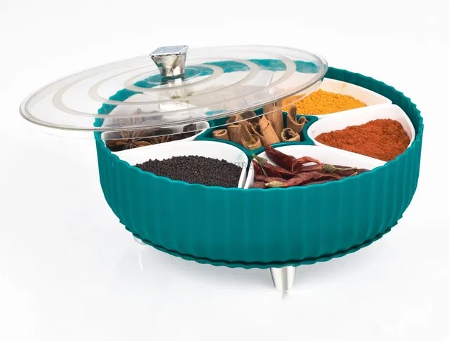 360° Revolving Eligant Spice Box with 7 Section Masala Box Containers (Pack of 1, Assorted)