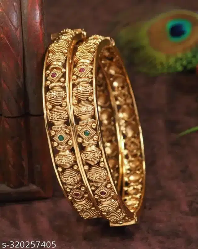 Trendy Bangles for Women (Gold, 2.1)