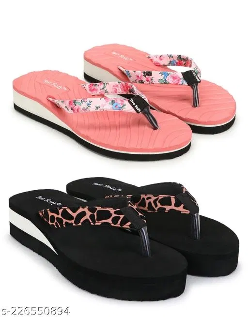 EVA Flip-flops for Women (Black, 5) Pack of 2