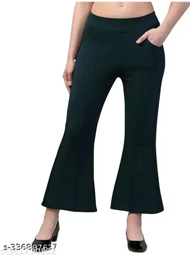 Cotton Blend Trouser for Women (Black, 34)