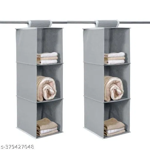 Non-woven Clothes Cover,  (Gray),  (Pack Of 3)