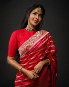 Litchi Silk Woven Design Saree for Women, Red 